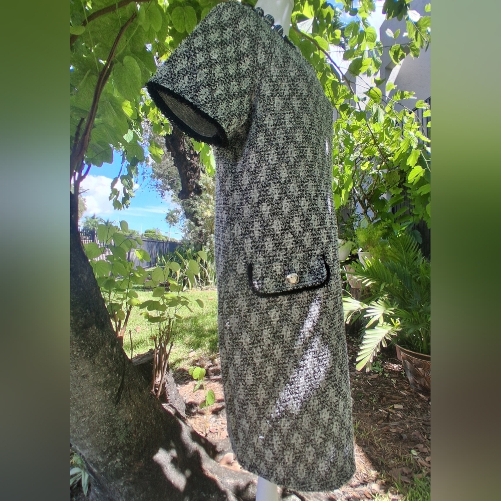 🔥Isaac Mizrahi Black White Tweed Midi Dress Size Large EUC & FREE GIFT - Picture 11 of 15